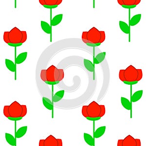 Vector seamless pattern with simple cute  flowers