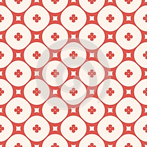 Vector seamless pattern. Simple geometric floral texture. Red and beige color