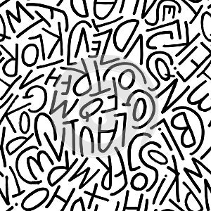 Vector seamless pattern with simple line letters.