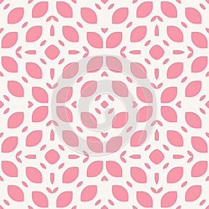 Vector seamless pattern. Simple pink and white geometric texture with petals