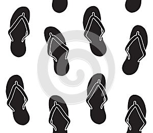 Vector seamless pattern of sketch beach slippers