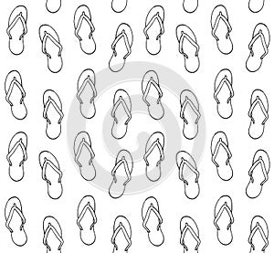 Vector seamless pattern of sketch beach slippers