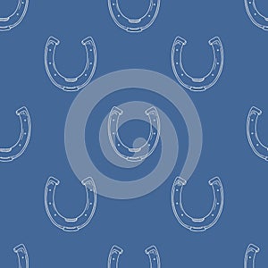 Vector Seamless Pattern of Sketch Horseshoes