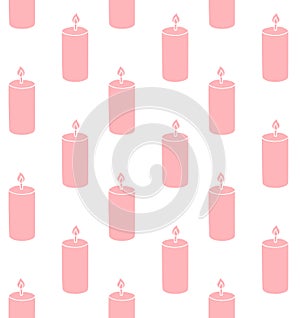 Vector seamless pattern of sketch pink candle