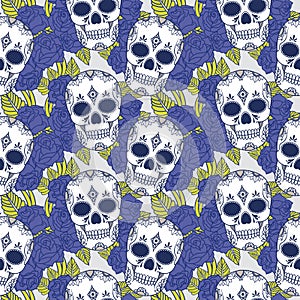 Vector seamless pattern with skulls.