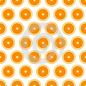 Vector seamless pattern with sliced oranges. Vector illustration. Design element for for cafe or restaurant or web and print desi