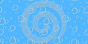 Vector seamless pattern soap wash bubbles. Abstract blue background