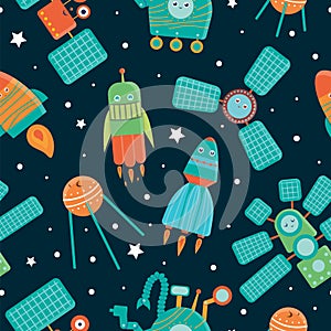 Vector seamless pattern of space technics for children photo