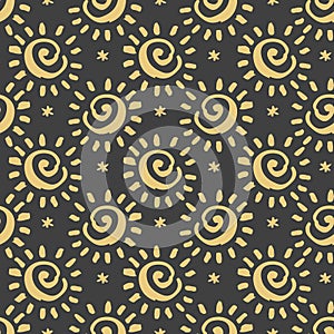 Vector seamless pattern spiral in doodle style. Hand drawing.