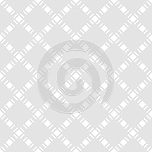 Vector seamless pattern with squares, diamond grid. Light gray and white color