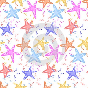 Vector seamless pattern with a starfish. Marine life, underwater world. Suitable for printing on textiles and paper