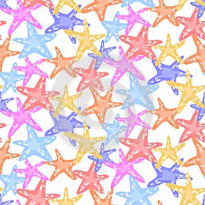 Vector seamless pattern with a starfish. Marine life, underwater world. Suitable for printing on textiles and paper