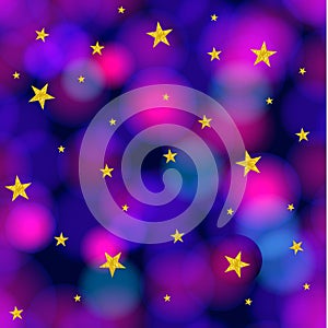 Vector Seamless Pattern: Starrs and Galaxy, Shining Background.