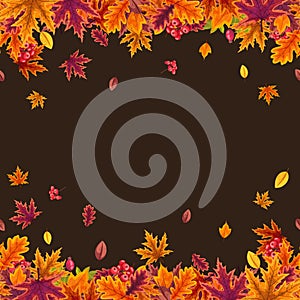 Vector seamless pattern with stylized autumn leaves.