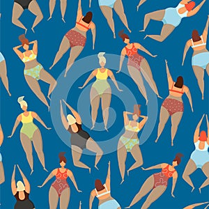 Vector seamless pattern with swimming people