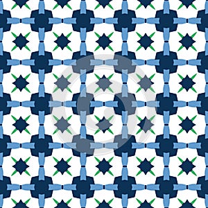 Vector seamless pattern texture background with geometric shapes, colored in blue, green, white colors