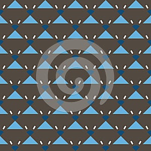 Vector seamless pattern texture background with geometric shapes, colored in brown, blue, white colors