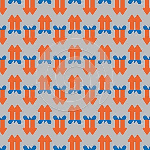 Vector seamless pattern texture background with geometric shapes, colored in grey, orange, blue colors