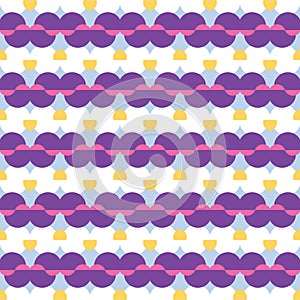 Vector seamless pattern texture background with geometric shapes, colored in purple, pink, blue, yellow, white colors