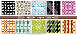 Vector seamless pattern texture background set with geometric shapes