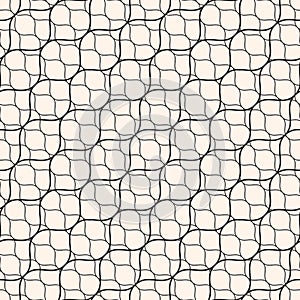 Vector seamless pattern, thin diagonal wavy lines, mesh texture