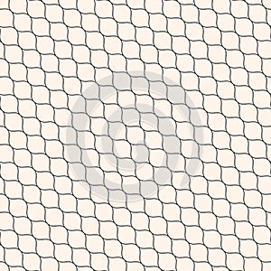 Vector seamless pattern, thin diagonal wavy lines, mesh texture