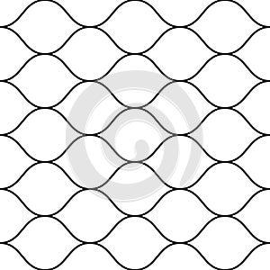 Vector seamless pattern, thin wavy lines. Horizontal mesh texture