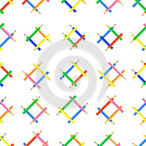 Vector seamless pattern. Triangular shapes created from colored pencils.