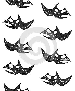 Vector seamless pattern of triceratops skull