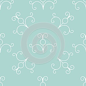 Vector seamless pattern, turquoise background . Vector curl decoration for wallpaper or invitation card.