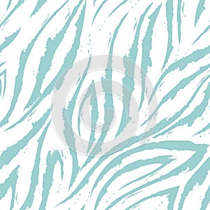 Vector seamless pattern of turquoise lines and corners on a white background. Marine background or water flow. Pastel shades