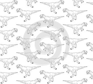 Vector seamless pattern of tyrannosaur rex