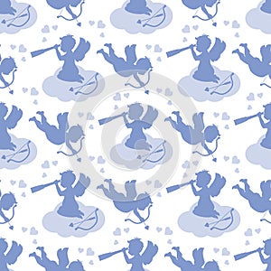 Vector seamless pattern Valentine`s Day Cupid