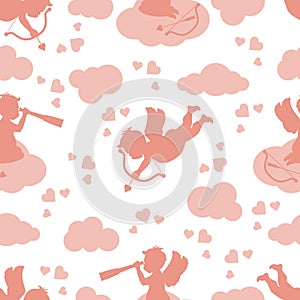 Vector seamless pattern Valentine`s Day Cupid