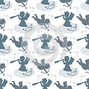 Vector seamless pattern Valentine`s Day Cupid