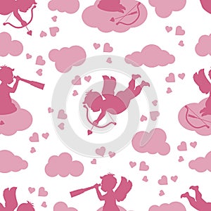 Vector seamless pattern Valentine`s Day Cupid