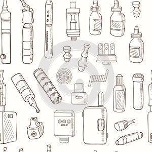 Vector seamless pattern of vape icons.