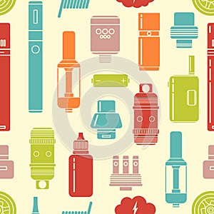 Vector seamless pattern of vaporizer and accessories.