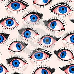 Vector seamless pattern with varicolored eyes