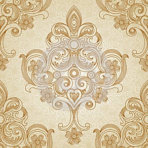 Vector seamless pattern in Victorian style, element for design.