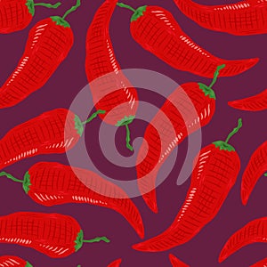 Vector seamless pattern of vintage chilli pattern