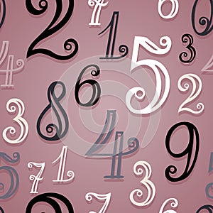 Vector Seamless Pattern with Vintage Numbers