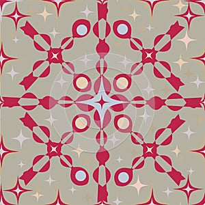 Vector seamless pattern Viva Magenta 2023 color esoteric spiritual universe geometric pattern.