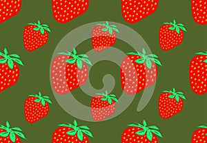 Vector seamless pattern with vivid delicious strawberries. photo