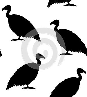Vector seamless pattern of vulture bird silhouette
