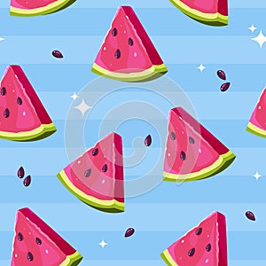 Watermelon fruit vector seamless pattern
