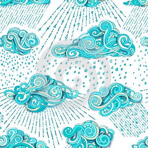 Vector seamless pattern of wet weather.
