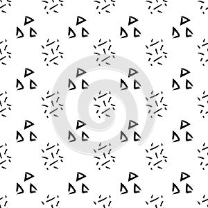 Vector seamless pattern on a white background, black repeating elements drawn with a brush. Abstraction, lines