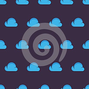 Vector seamless pattern white cartoon clouds on a blue sky background