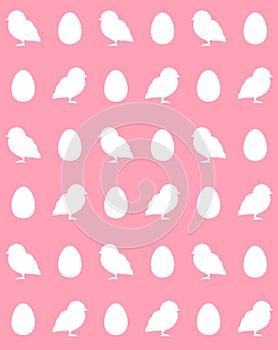 Vector seamless pattern of white Chick and egg
